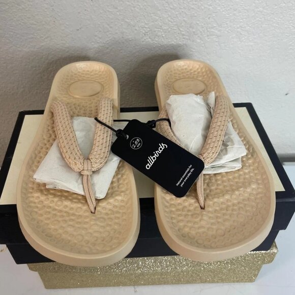 Allbirds Sugar Zeffer Sandals Flip Flops Slip On Lux Beige Unisex W15 / M13 - Picture 1 of 14